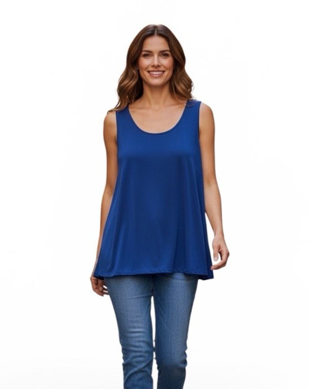 Chico’s Traveler Slinky Blue Tank Top SZ 3 US 16/18 Sleeveless Pull On No Wrinkl